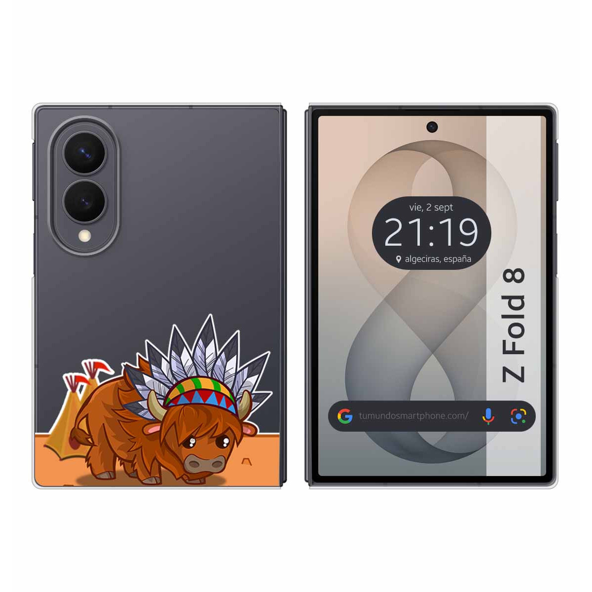 Funda Silicona Transparente para Samsung Galaxy Z Fold 8 5G diseño Bufalo Dibujos