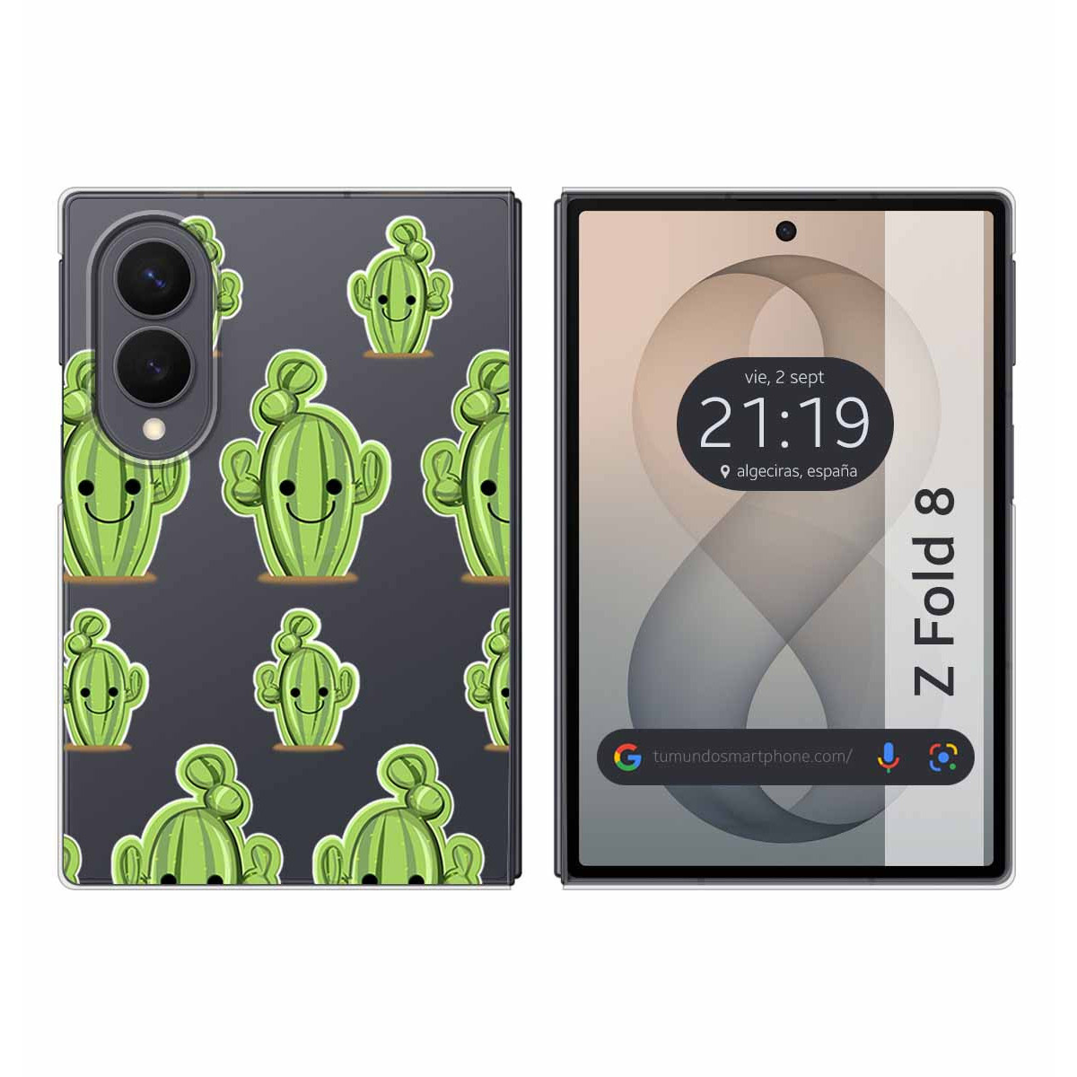 Funda Silicona Transparente para Samsung Galaxy Z Fold 8 5G diseño Cactus Dibujos