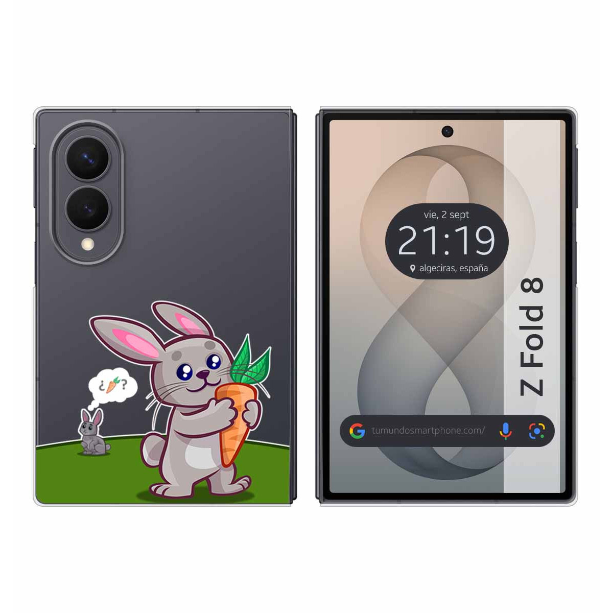 Funda Silicona Transparente para Samsung Galaxy Z Fold 8 5G diseño Conejo Dibujos