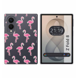 Funda Silicona Transparente para Samsung Galaxy Z Fold 8 5G diseño Flamenco Dibujos