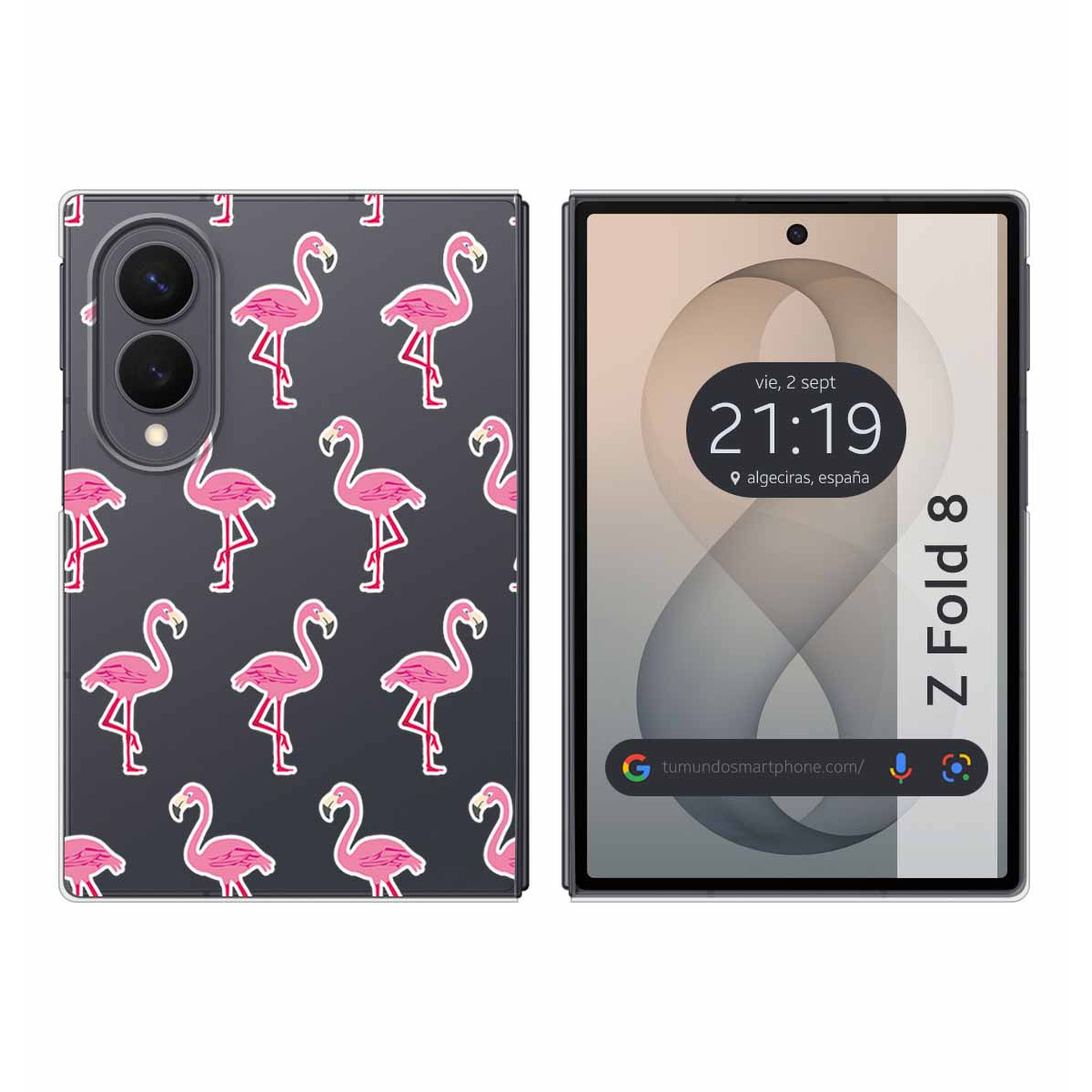 Funda Silicona Transparente para Samsung Galaxy Z Fold 8 5G diseño Flamenco Dibujos