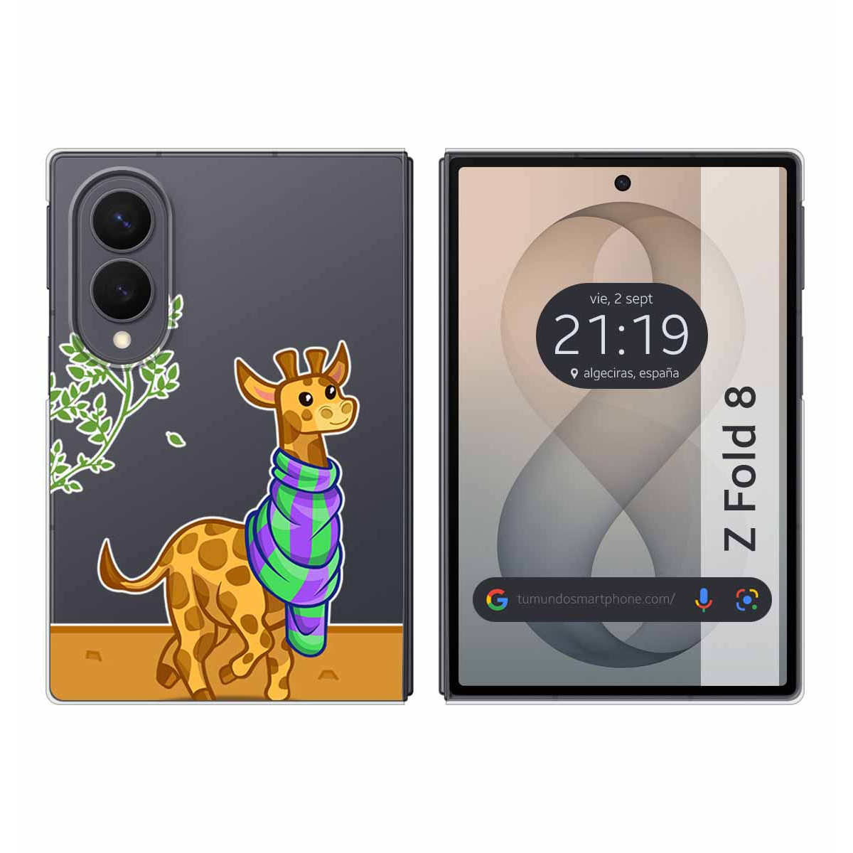 Funda Silicona Transparente para Samsung Galaxy Z Fold 8 5G diseño Jirafa Dibujos