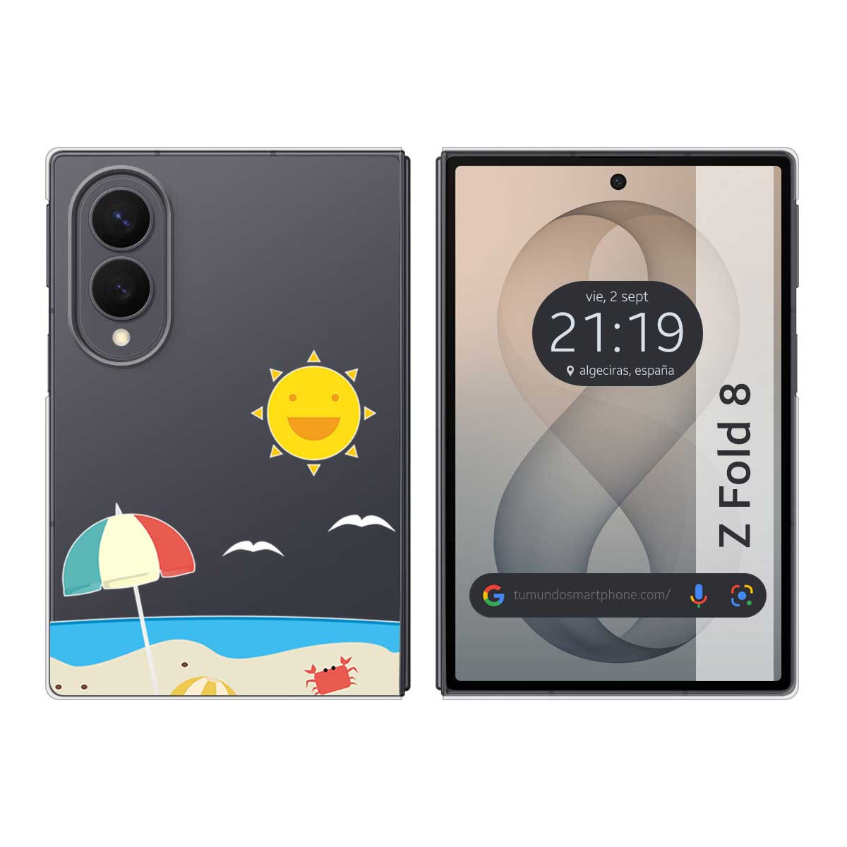 Funda Silicona Transparente para Samsung Galaxy Z Fold 8 5G diseño Playa Dibujos