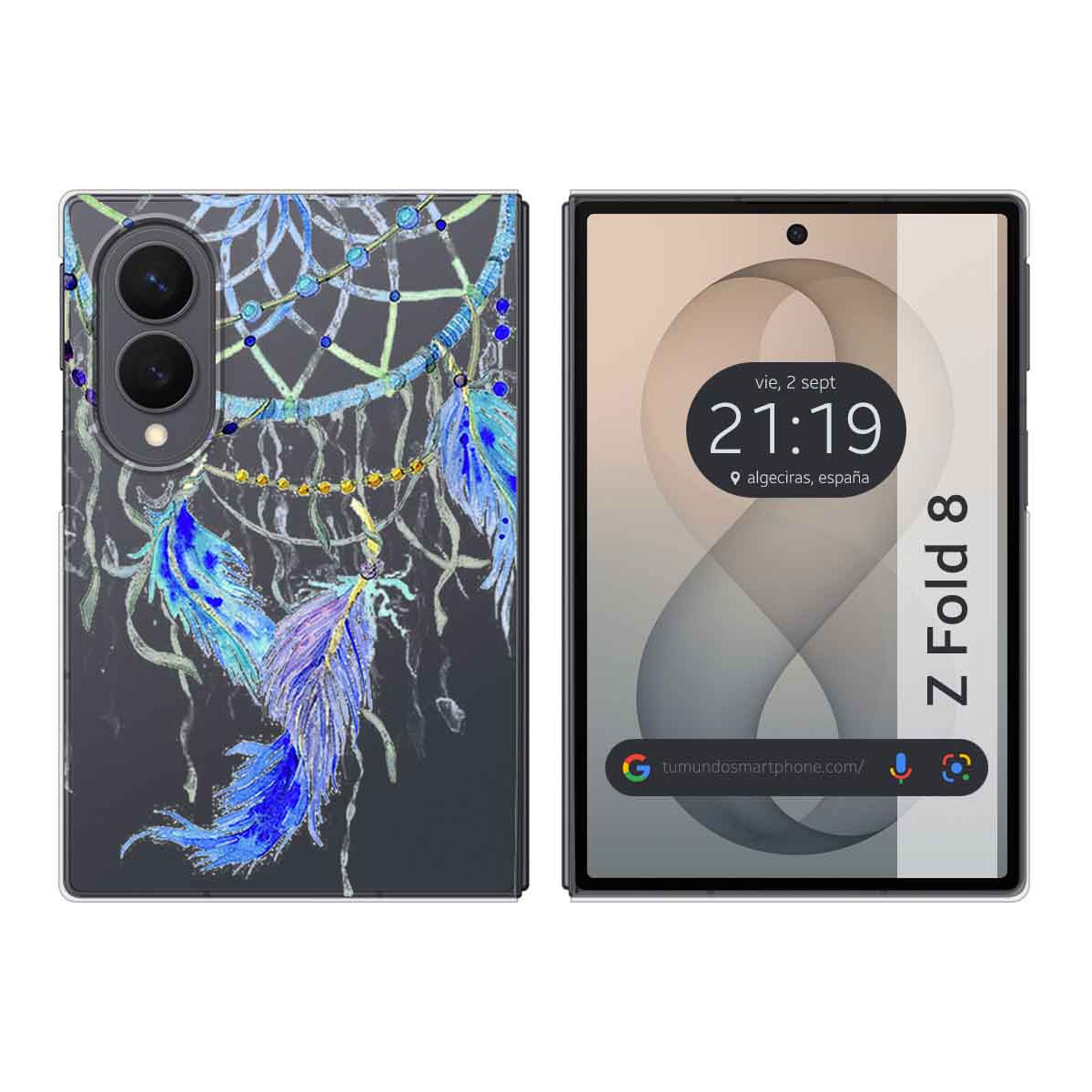 Funda Silicona Transparente para Samsung Galaxy Z Fold 8 5G diseño Plumas Dibujos