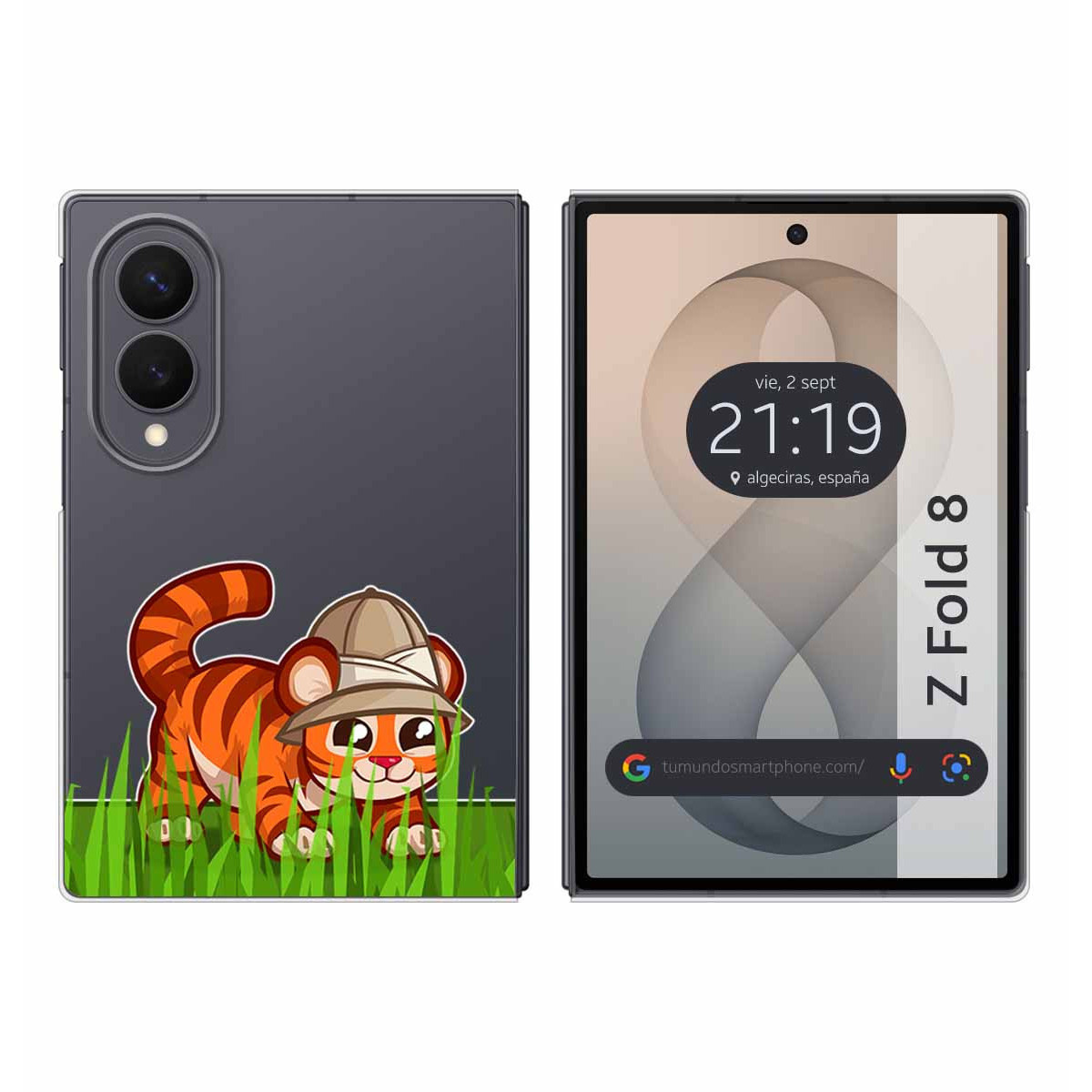 Funda Silicona Transparente para Samsung Galaxy Z Fold 8 5G diseño Tigre Dibujos