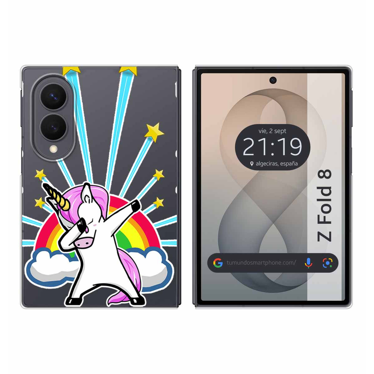 Funda Silicona Transparente para Samsung Galaxy Z Fold 8 5G diseño Unicornio Dibujos