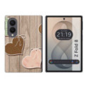 Funda Silicona para Samsung Galaxy Z Fold 8 5G diseño Corazones Madera Dibujos