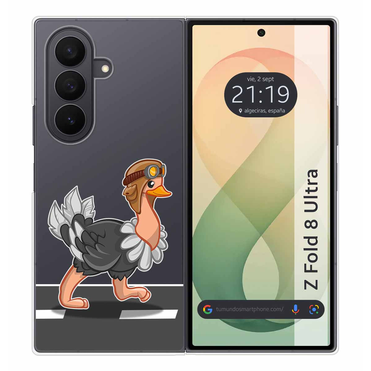 Funda Silicona Transparente para Samsung Galaxy Z Fold 8 Ultra 5G diseño Avestruz Dibujos