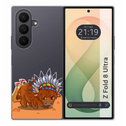 Funda Silicona Transparente para Samsung Galaxy Z Fold 8 Ultra 5G diseño Bufalo Dibujos