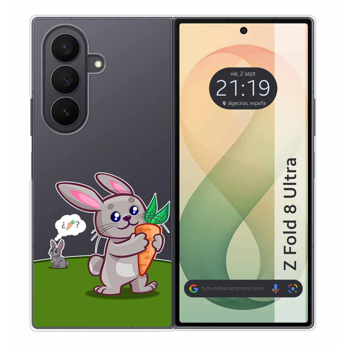 Funda Silicona Transparente para Samsung Galaxy Z Fold 8 Ultra 5G diseño Conejo Dibujos