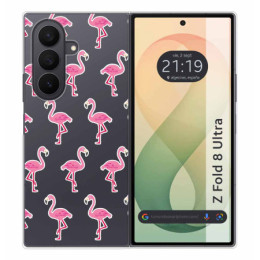 Funda Silicona Transparente para Samsung Galaxy Z Fold 8 Ultra 5G diseño Flamenco Dibujos