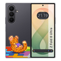 Funda Silicona Transparente para Samsung Galaxy Z Fold 8 Ultra 5G diseño Leopardo Dibujos
