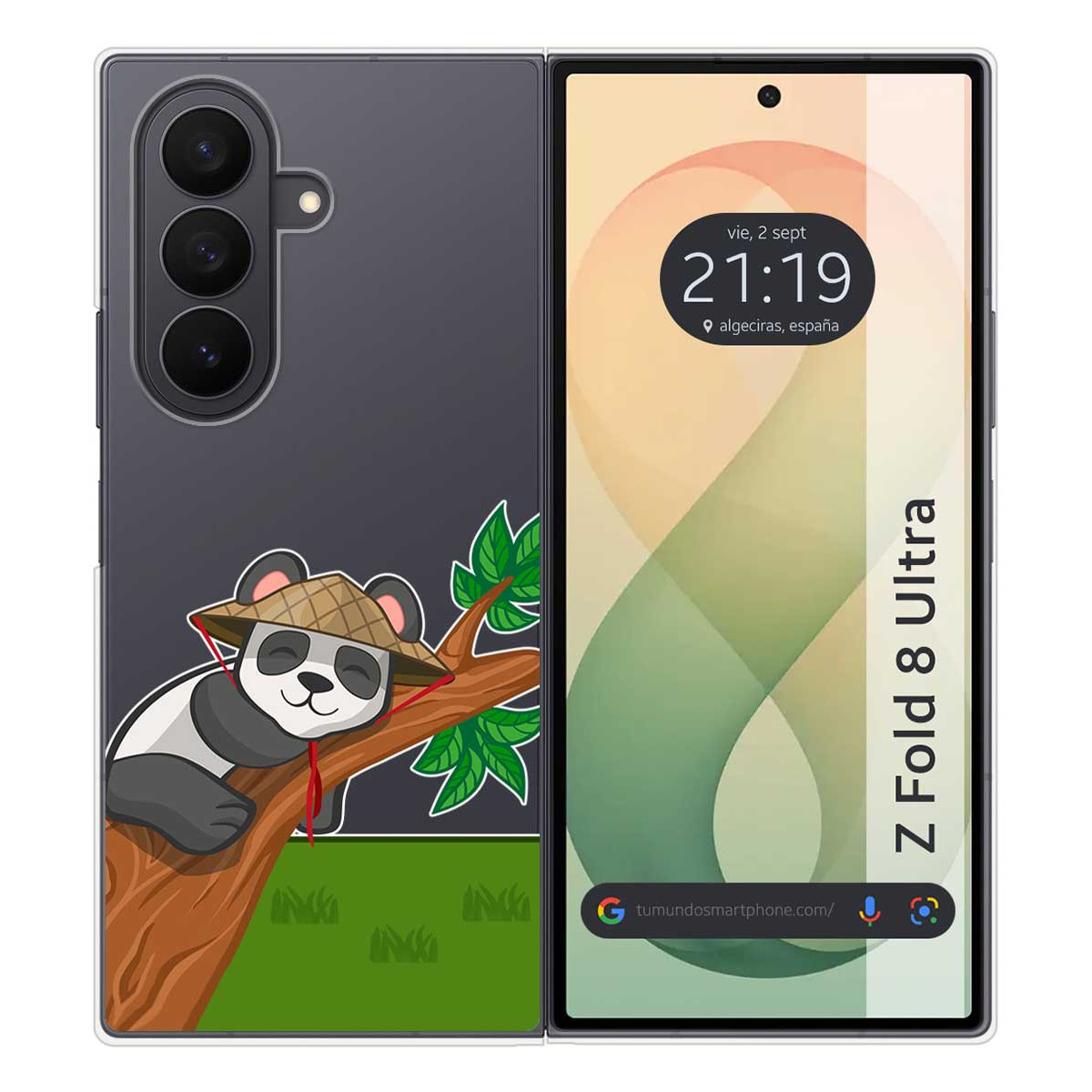 Funda Silicona Transparente para Samsung Galaxy Z Fold 8 Ultra 5G diseño Panda Dibujos
