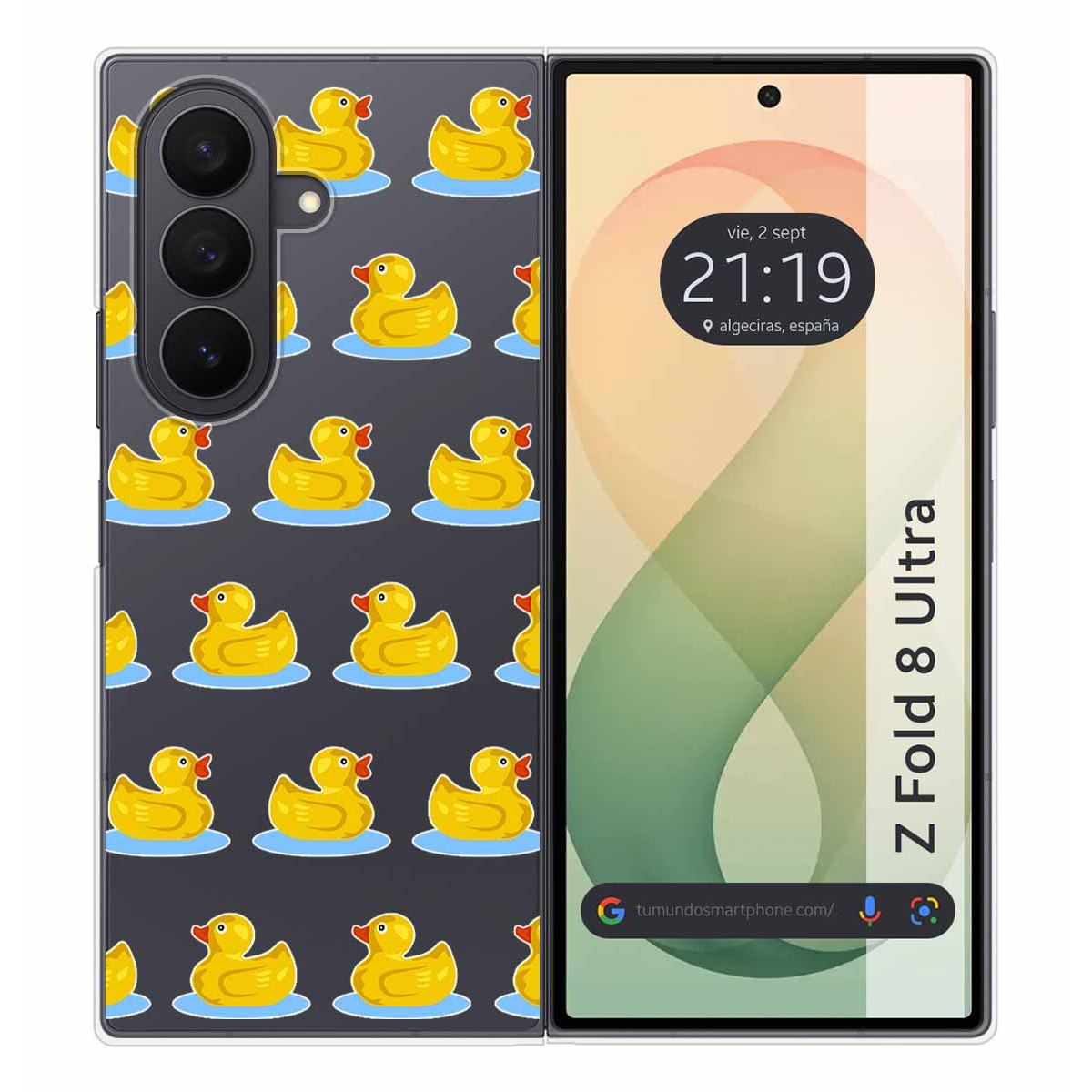 Funda Silicona Transparente para Samsung Galaxy Z Fold 8 Ultra 5G diseño Pato Dibujos