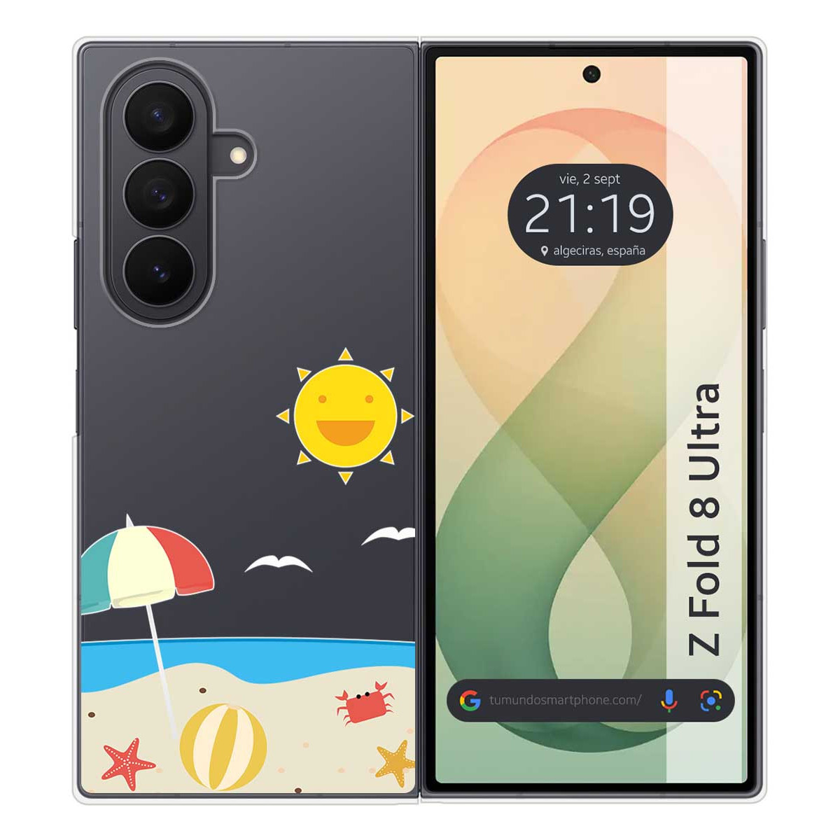 Funda Silicona Transparente para Samsung Galaxy Z Fold 8 Ultra 5G diseño Playa Dibujos