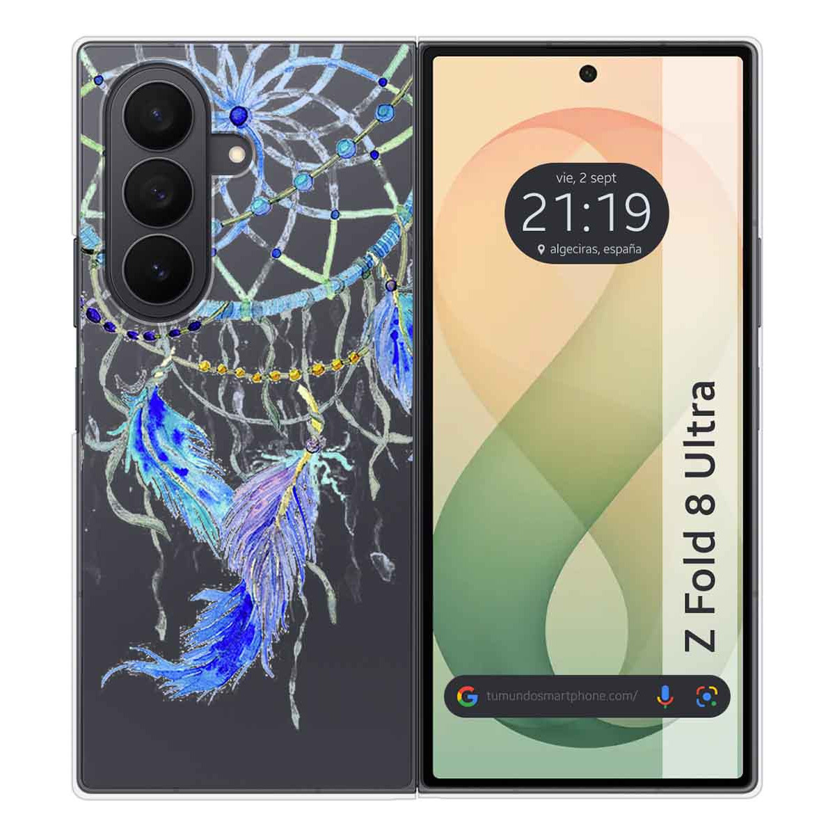 Funda Silicona Transparente para Samsung Galaxy Z Fold 8 Ultra 5G diseño Plumas Dibujos