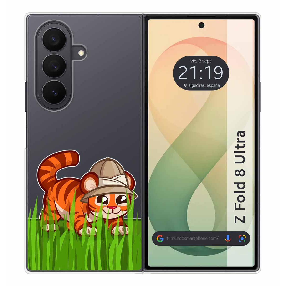 Funda Silicona Transparente para Samsung Galaxy Z Fold 8 Ultra 5G diseño Tigre Dibujos