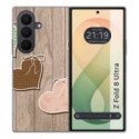 Funda Silicona para Samsung Galaxy Z Fold 8 Ultra 5G diseño Corazones Madera Dibujos