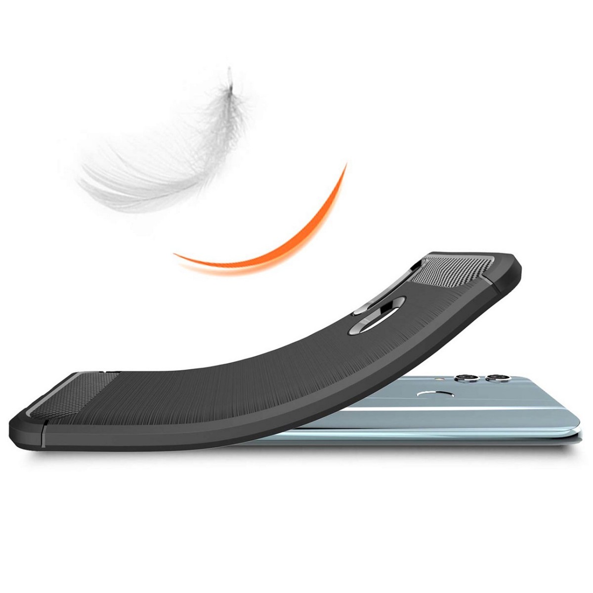 Funda Gel Tpu Tipo Carbon Negra para Huawei P Smart 2019 / Honor 10 Lite