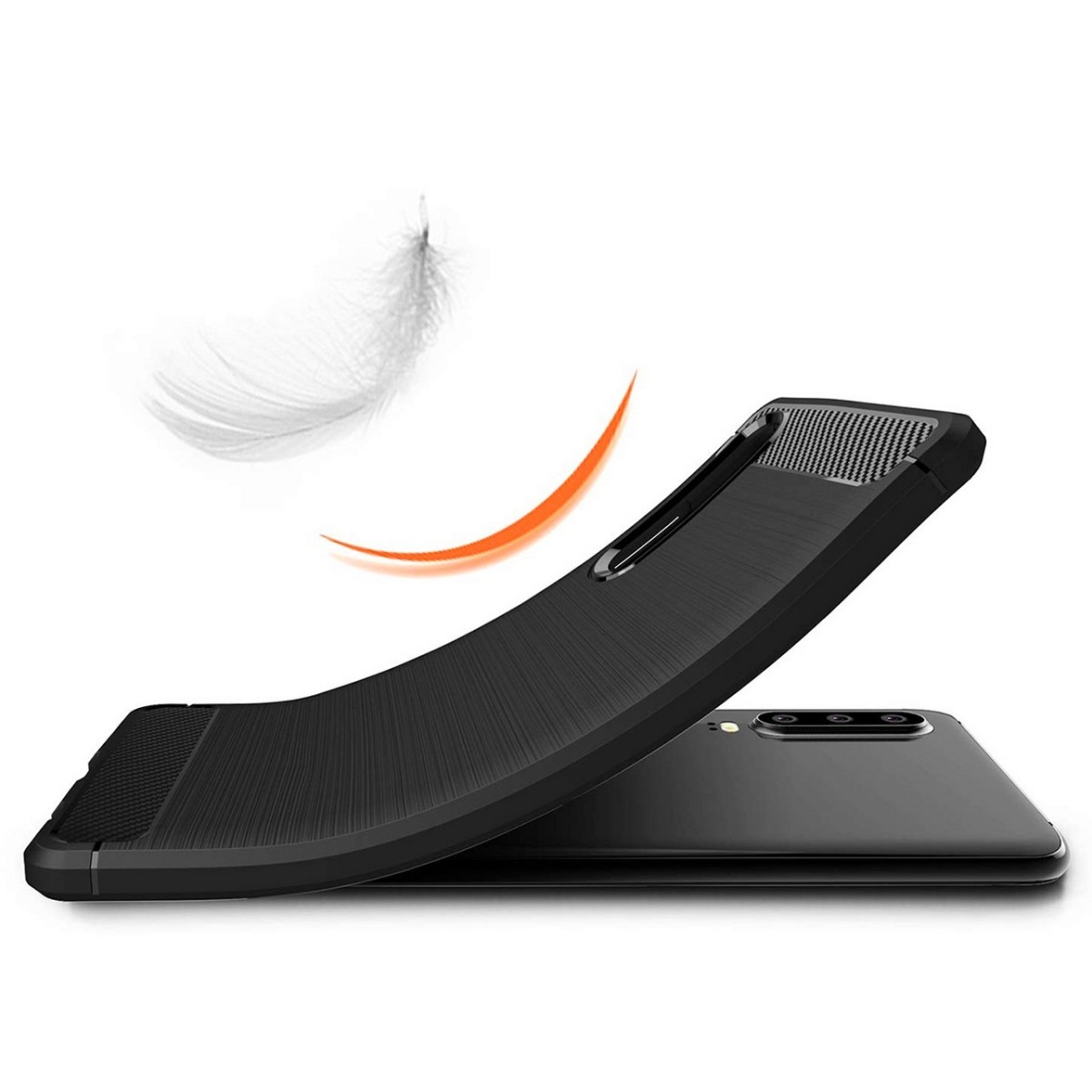 Funda Gel Tpu Tipo Carbon Negra para Huawei P30