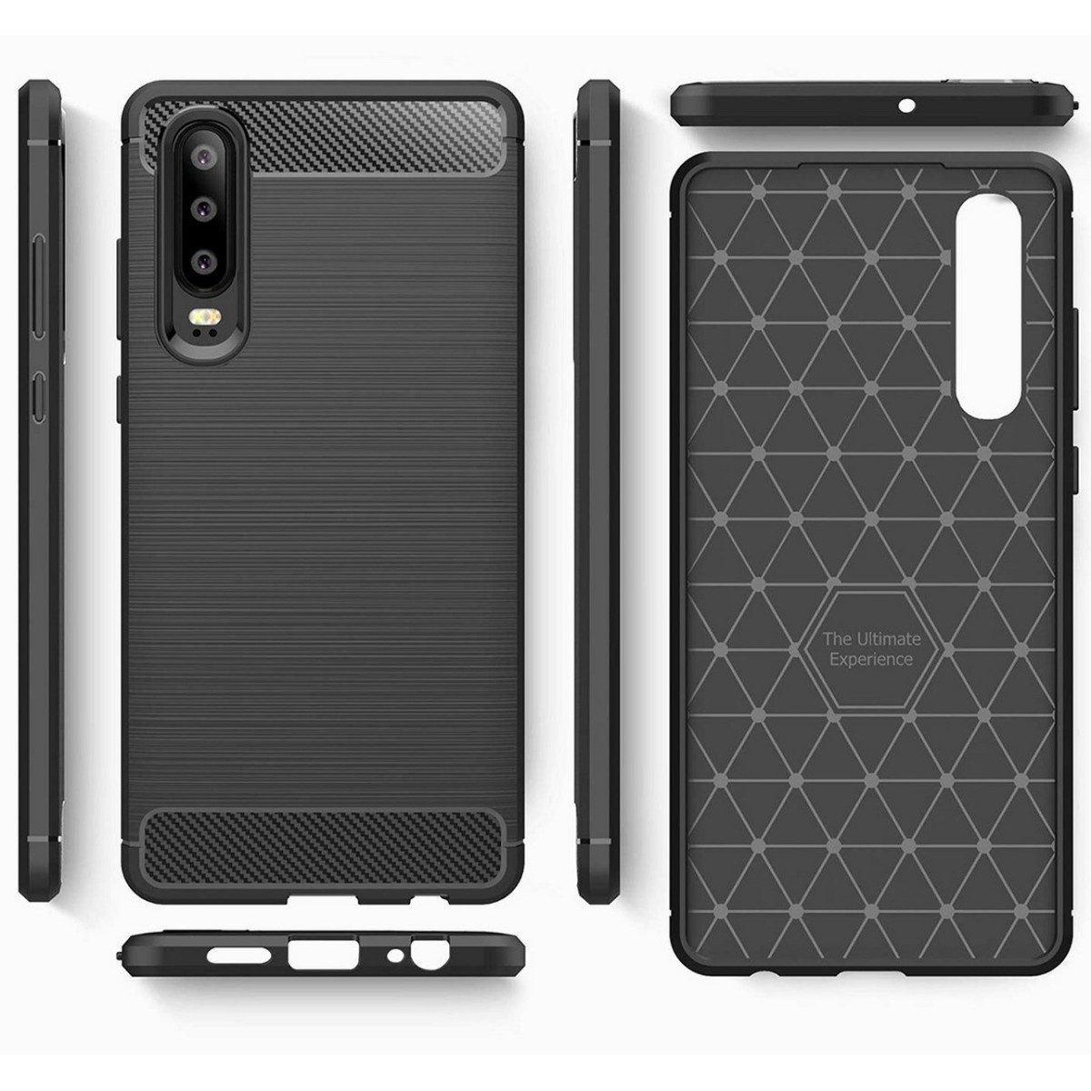 Funda Gel Tpu Tipo Carbon Negra para Huawei P30
