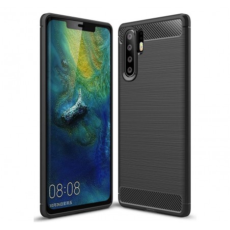 Funda Gel Tpu Tipo Carbon Negra para Huawei P30 Pro