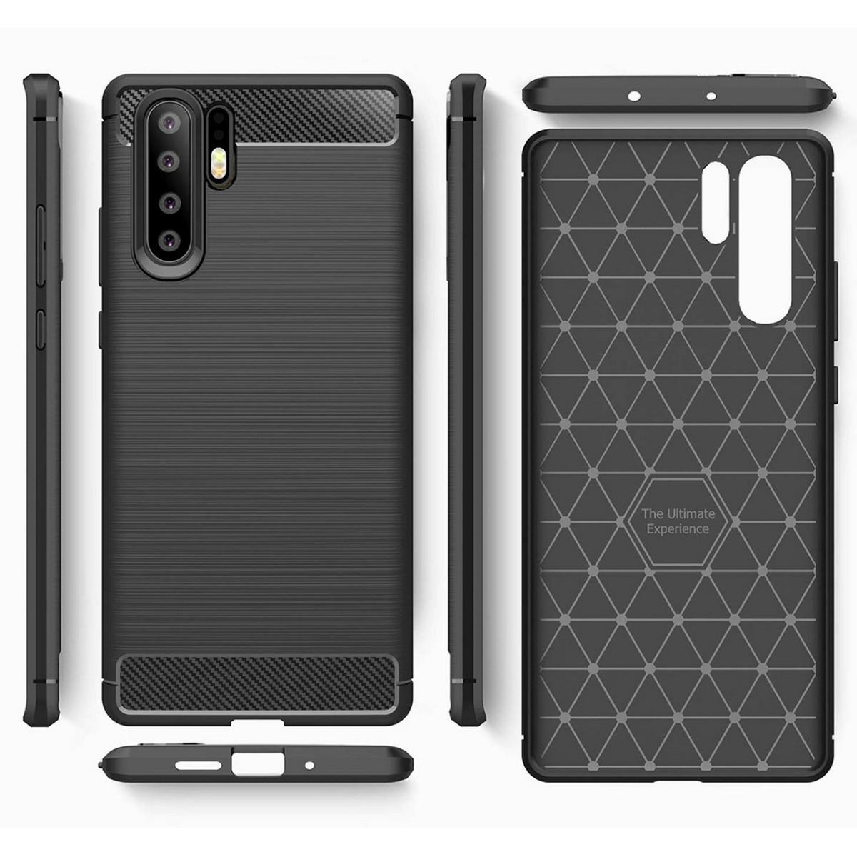 Funda Gel Tpu Tipo Carbon Negra para Huawei P30 Pro