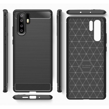Funda Gel Tpu Tipo Carbon Negra para Huawei P30 Pro