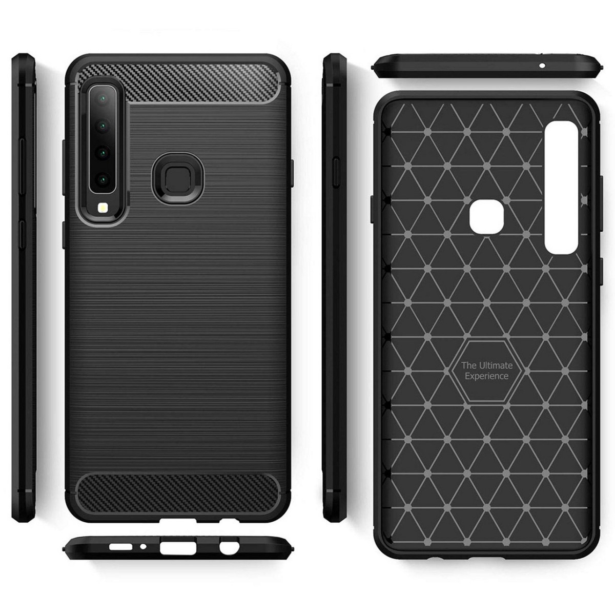 Funda Gel Tpu Tipo Carbon Negra para Samsung Galaxy A9 (2018)