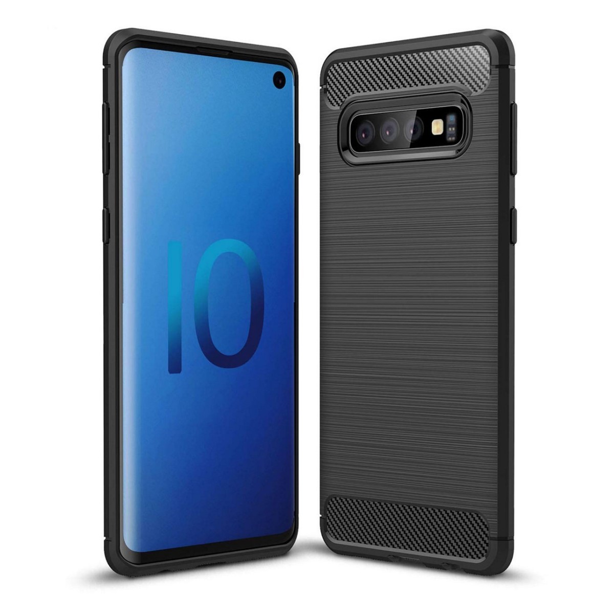 Funda Gel Tpu Tipo Carbon Negra para Samsung Galaxy S10