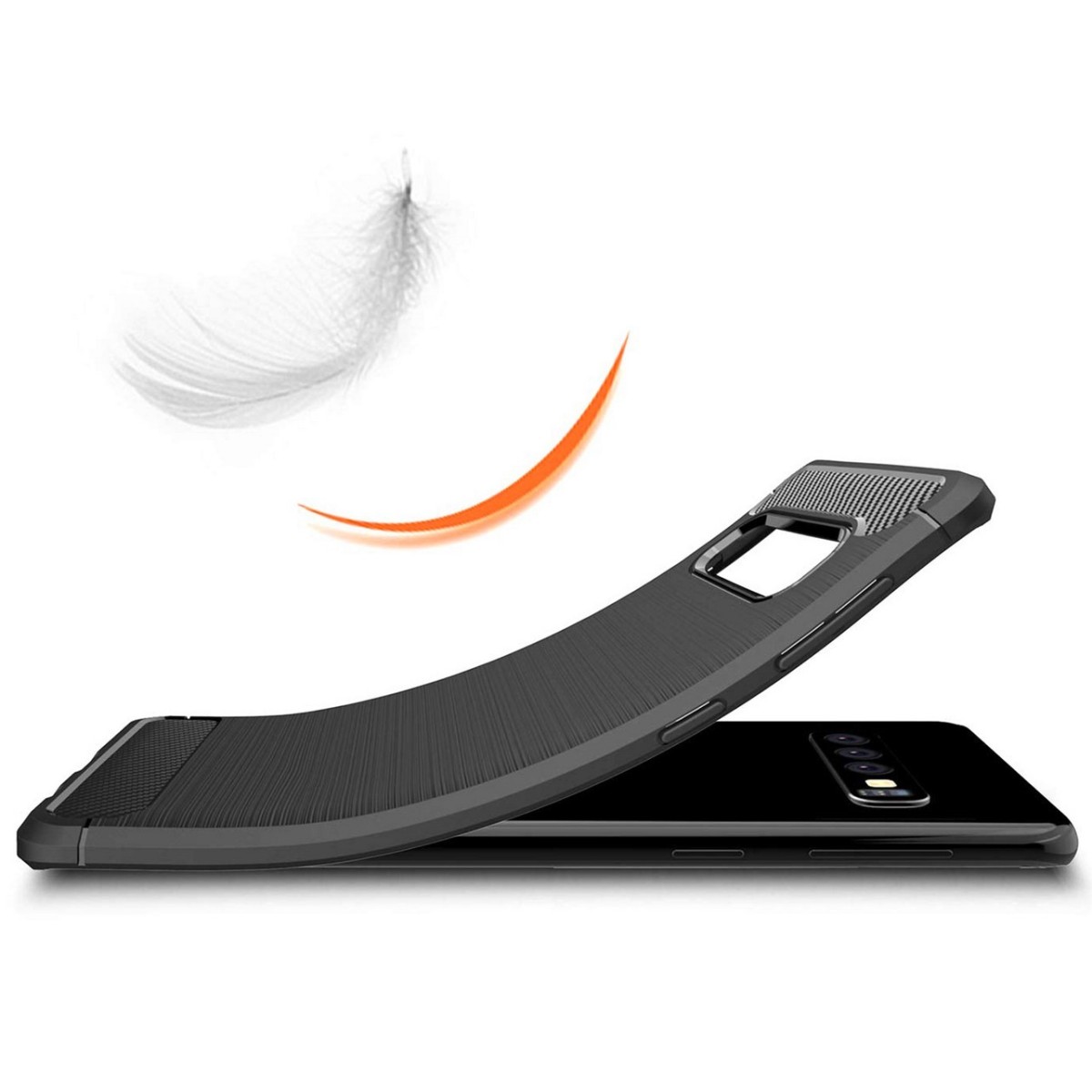 Funda Gel Tpu Tipo Carbon Negra para Samsung Galaxy S10