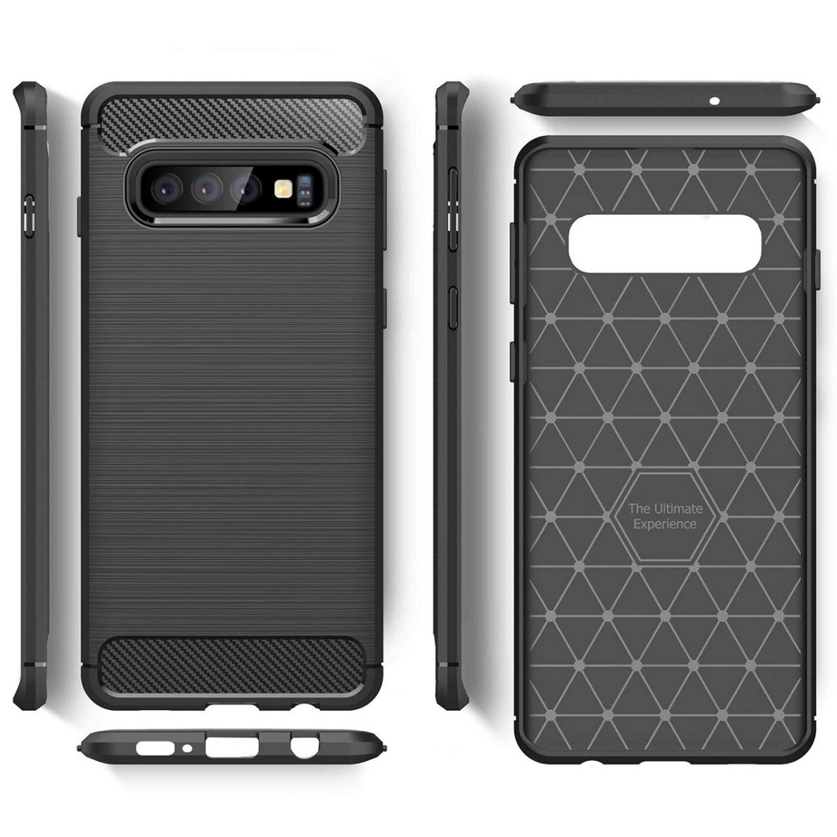 Funda Gel Tpu Tipo Carbon Negra para Samsung Galaxy S10