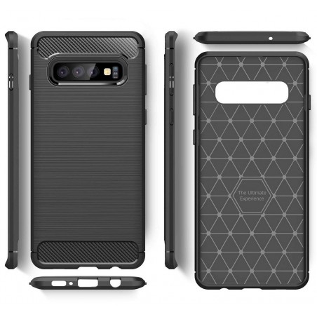 Funda Gel Tpu Tipo Carbon Negra para Samsung Galaxy S10