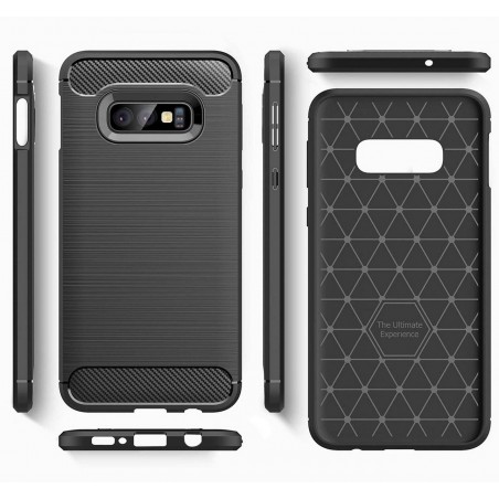 Funda Gel Tpu Tipo Carbon Negra para Samsung Galaxy S10e