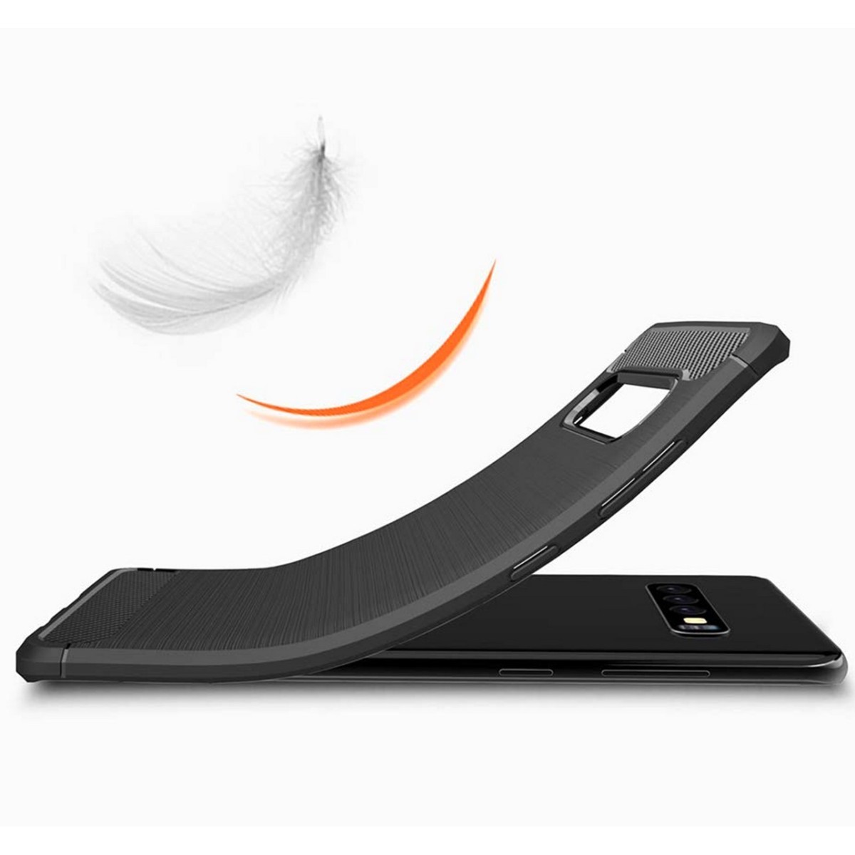 Funda Gel Tpu Tipo Carbon Negra para Samsung Galaxy S10 Plus