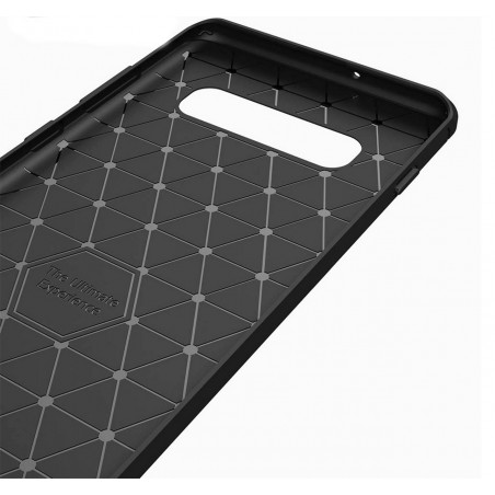 Funda Gel Tpu Tipo Carbon Negra para Samsung Galaxy S10 Plus