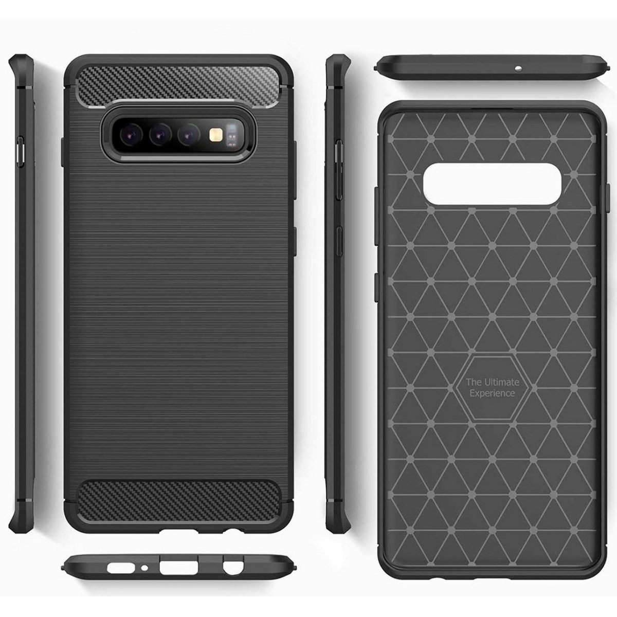 Funda Gel Tpu Tipo Carbon Negra para Samsung Galaxy S10 Plus