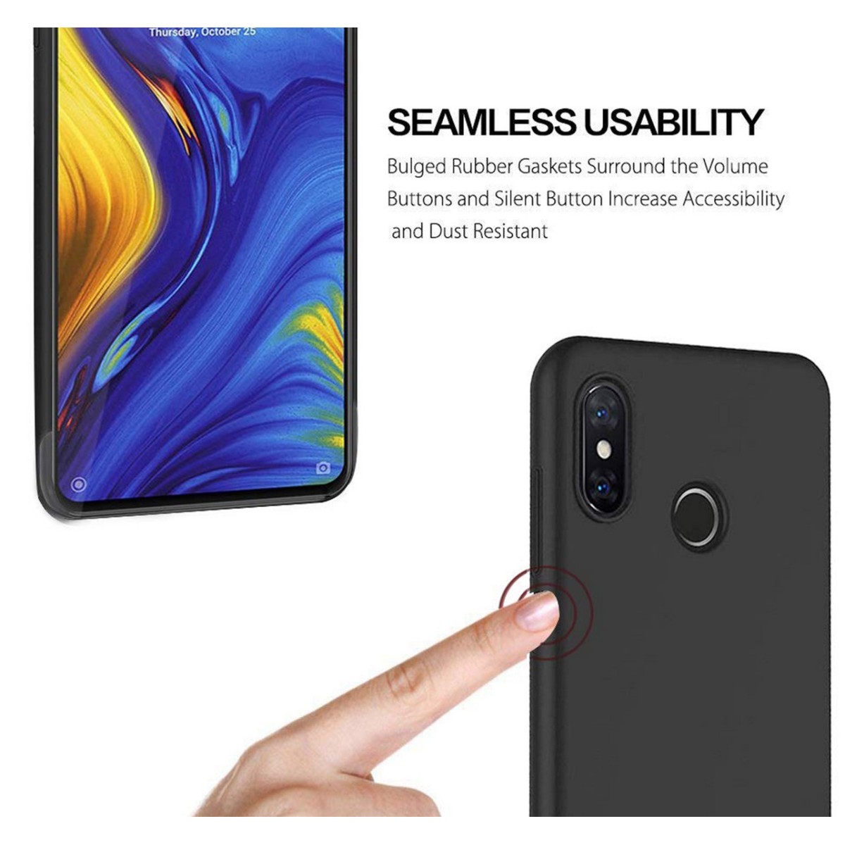 Funda Gel Tpu Tipo Mate Negra para Xiaomi Mi Mix 3