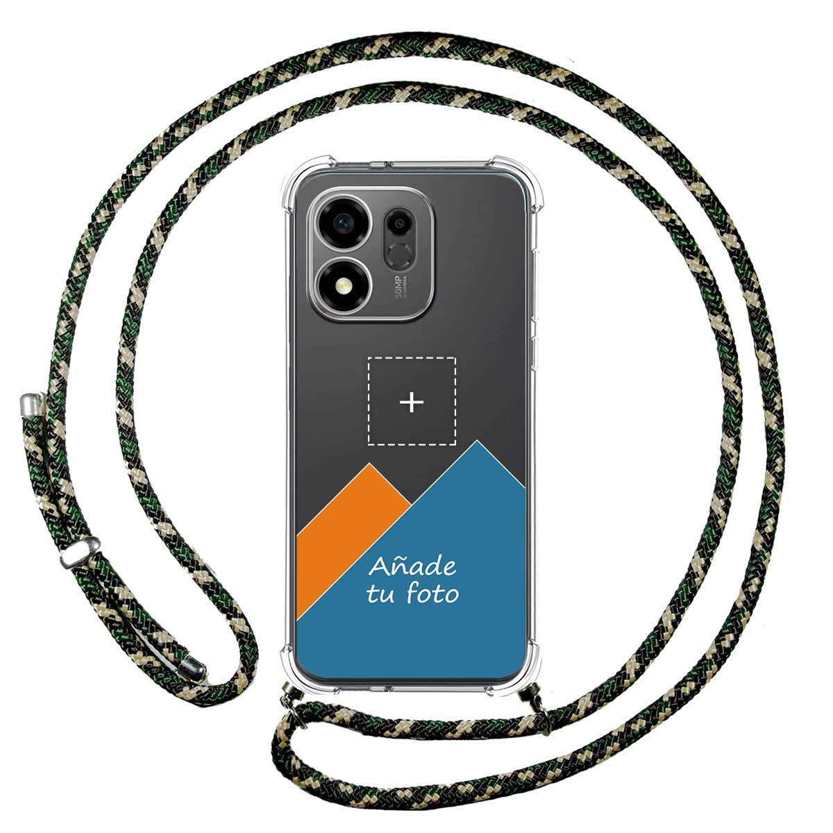 Personaliza tu Funda Colgante Transparente para Huawei Honor 600 Smart 5G con Cordon Verde / Dorado Dibujo Personalizada