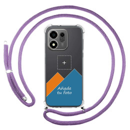 Personaliza tu Funda Colgante Transparente para Huawei Honor 600 Smart 5G con Cordon Morado Dibujo Personalizada
