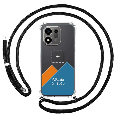 Personaliza tu Funda Colgante Transparente para Huawei Honor 600 Smart 5G con Cordon Negro Dibujo Personalizada