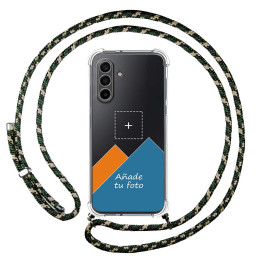 Personaliza tu Funda Colgante Transparente para Samsung Galaxy A18 4G / 5G con Cordon Verde / Dorado Dibujo Personalizada