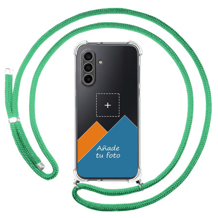 Personaliza tu Funda Colgante Transparente para Samsung Galaxy A18 4G / 5G con Cordon Verde Agua Dibujo Personalizada