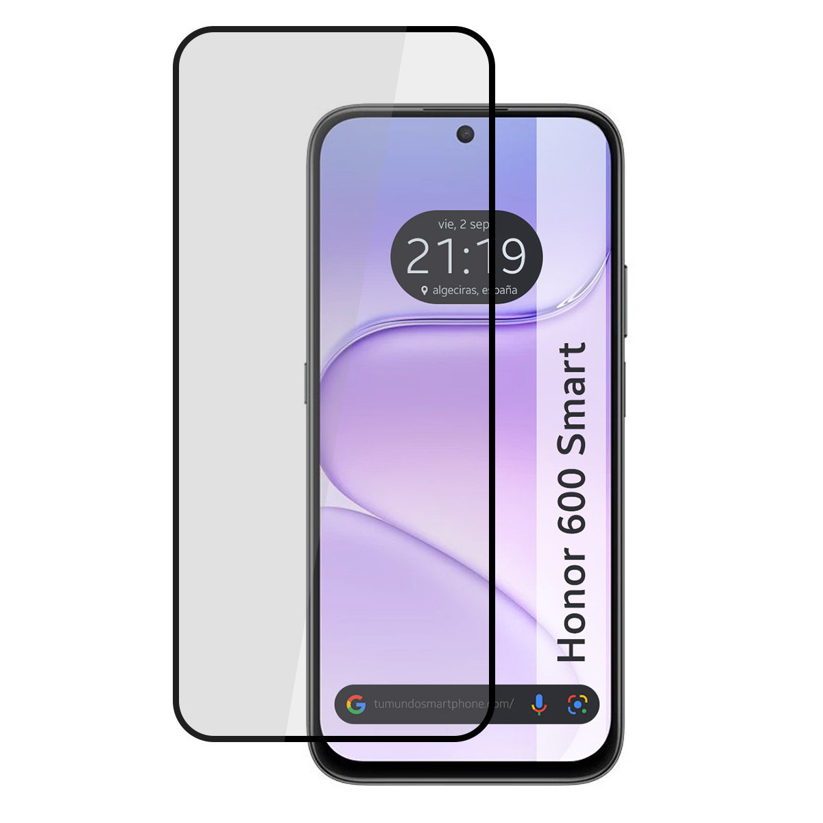 Protector Cristal Templado Completo 5D Full Glue Negro para Huawei Honor 600 Smart 5G Vidrio