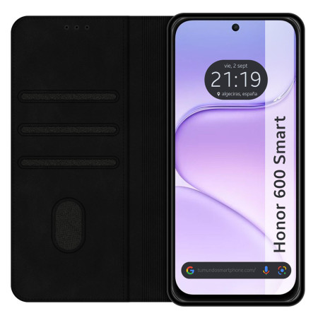 Funda Libro de Polipiel con tarjetero para Huawei Honor 600 Smart 5G color Negra