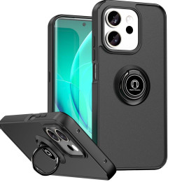 Funda Mate con Borde Negro y Anillo Giratorio 360 para Huawei Honor 600 Smart 5G