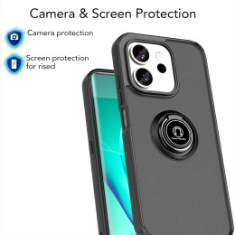 Funda Mate con Borde Negro y Anillo Giratorio 360 para Huawei Honor 600 Smart 5G 2