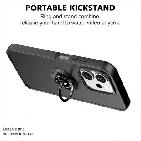 Funda Mate con Borde Negro y Anillo Giratorio 360 para Huawei Honor 600 Smart 5G