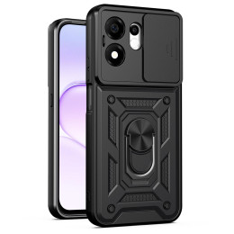 Funda Tough Armor con Anillo Giratorio Negra para Huawei Honor 600 Smart 5G