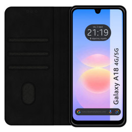 Funda Libro de Polipiel con tarjetero para Samsung Galaxy A18 4G / 5G color Negra 2